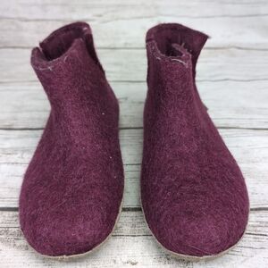 Glerups Pink Fuschia Felted Wool Leather Bottom Slippers Size 37